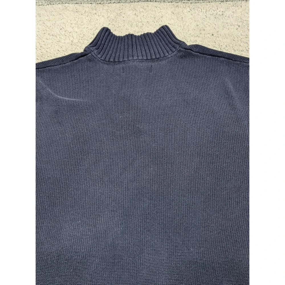 Eddie Bower Quarter‎ Zip Mock Neck Grandpa Core Sweater Navy Blue XLT Fisherman - Picture 15 of 15